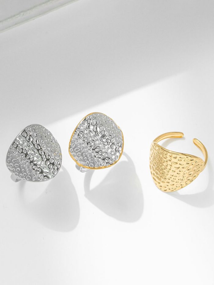 Anello aperto testurizzato - Acciaio inossidabile