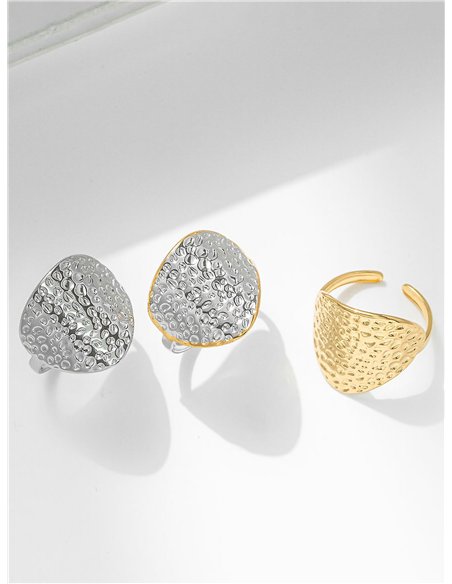 Anillo abierto texturizado - Acero inoxidable