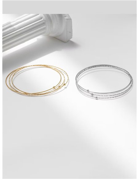 Set de tres pulseras de aros charm abalorios - Acero inoxidable