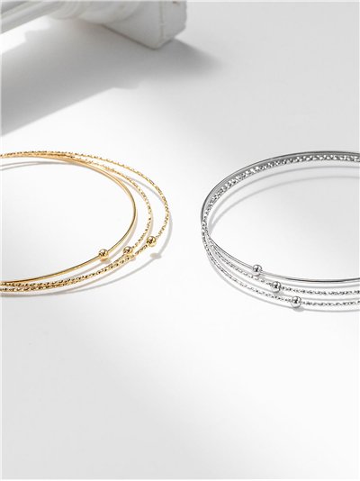 Set de tres pulseras de aros charm abalorios - Acero inoxidable 2