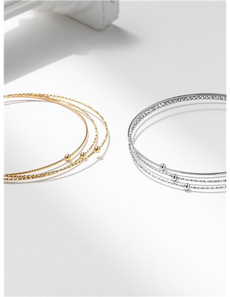 Set de tres pulseras de aros charm abalorios - Acero inoxidable