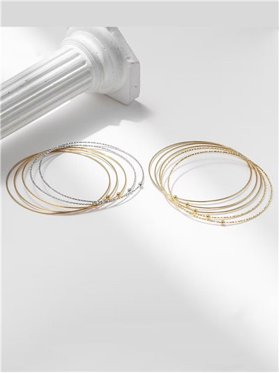 Set de cinco pulseras de aros charm abalorios - Acero inoxidable