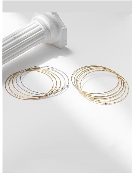 Set de cinco pulseras de aros charm abalorios - Acero inoxidable