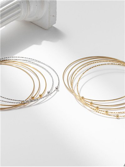 Set de cinco pulseras de aros charm abalorios - Acero inoxidable 2