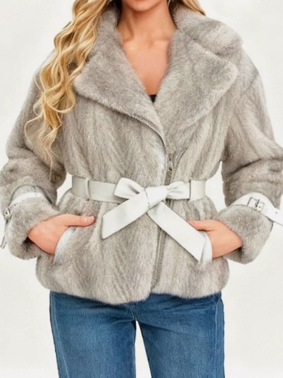 Abrigo biker pelo cinturón  2