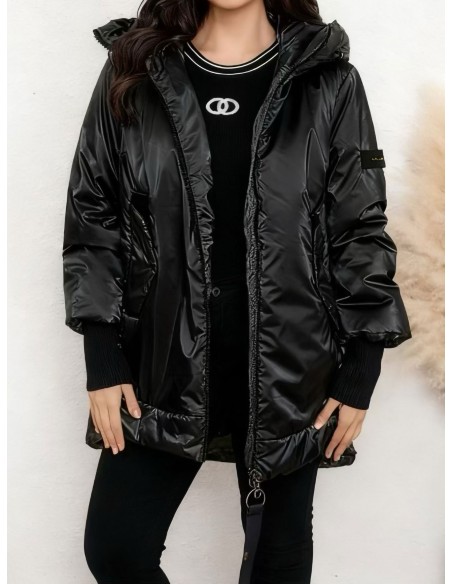 Anorak amplio metalizado capucha