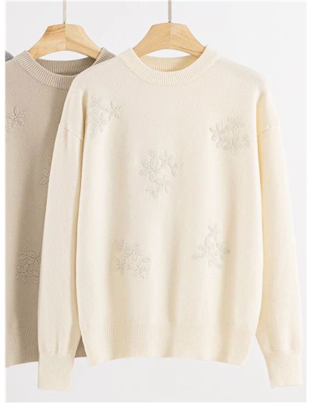 Embroidered floral sweater