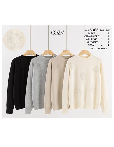 Embroidered floral sweater