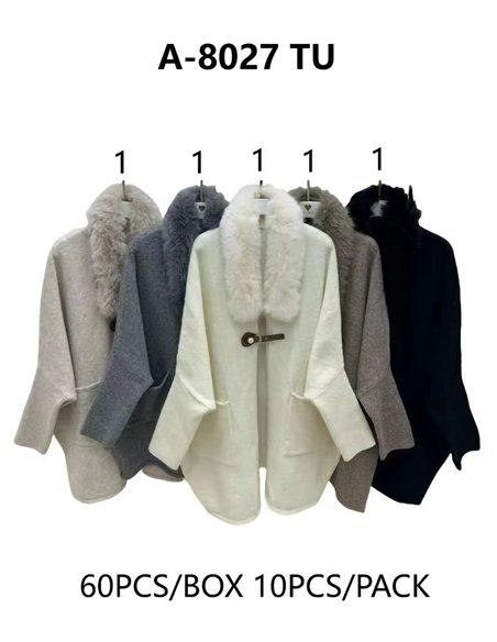 Chaqueta cuello de pelo y cierre de hebilla