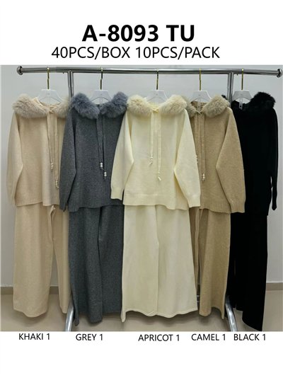 Co-Ord Faux fur hooded knit sweatshirts + Trousers 2