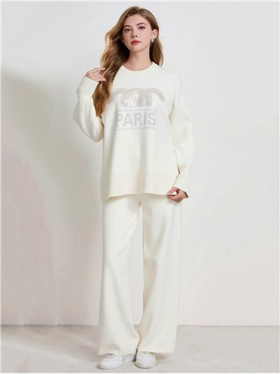 Co-Ord Paris sweater with rhinestone + Trousers