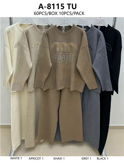 Co-Ord Paris sweater with rhinestone + Trousers 2