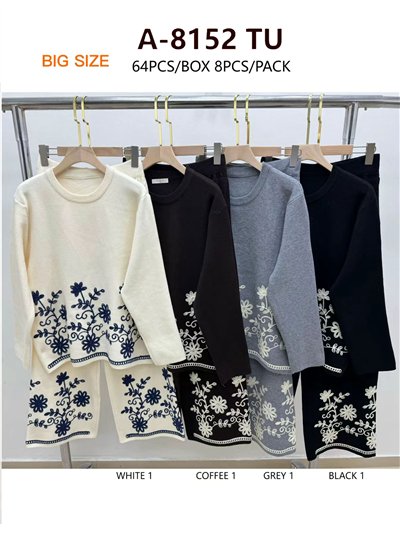 Conjunto Jersey flores bordadas + Pantalón 2