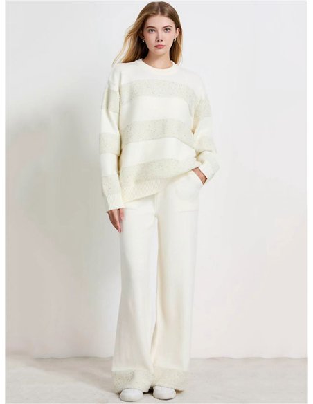 Conjunto Jersey rayas lentejuelas + Pantalón