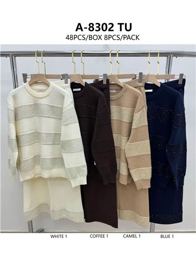 Conjunto Jersey rayas lentejuelas + Pantalón 2