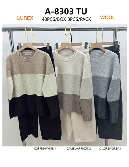 Conjunto Jersey franjas lentejuelas + Pantalón