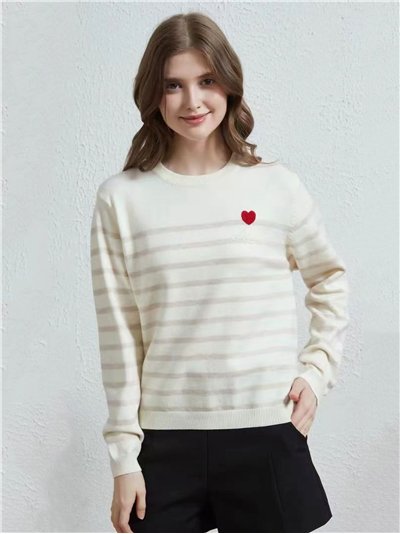 Jersey rayas corazón bordado