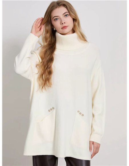 Jersey cuello vuelto con bolsillos