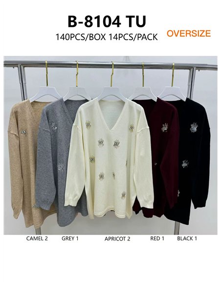 Jersey bordado ojo lentejuelas