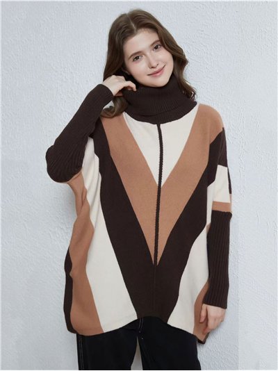 Geometric roll neck sweater