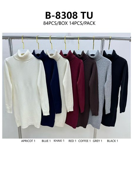 Roll neck long sweater