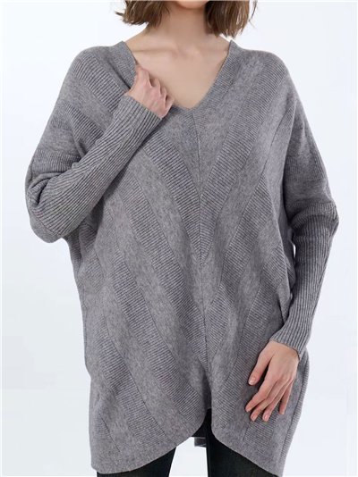 Jersey amplio canalé escote pico