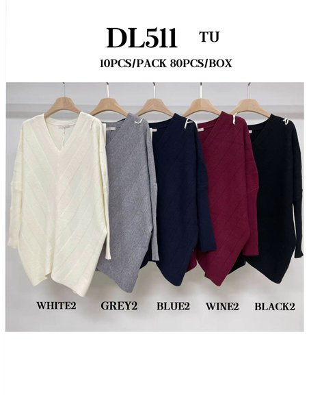 Jersey amplio canalé escote pico