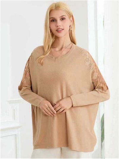 Jersey encaje en mangas talla grande