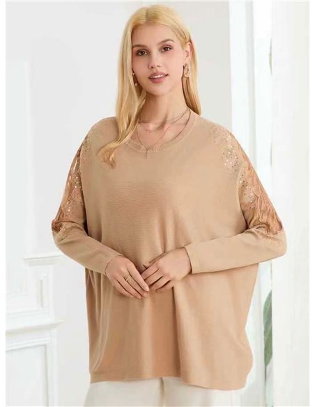 Jersey encaje en mangas talla grande