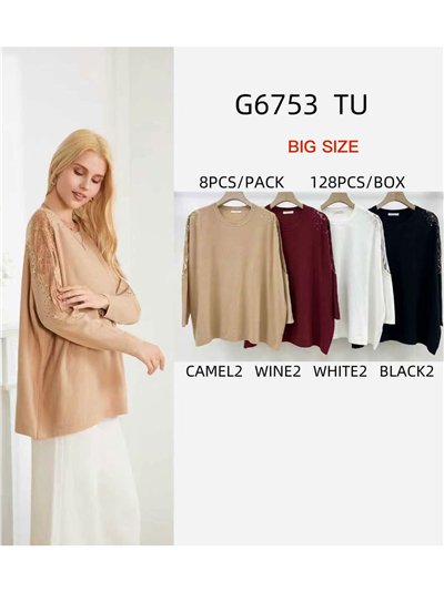 Jersey encaje en mangas talla grande 2