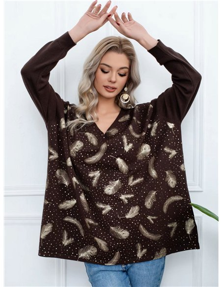 Jersey estampado plumas talla grande