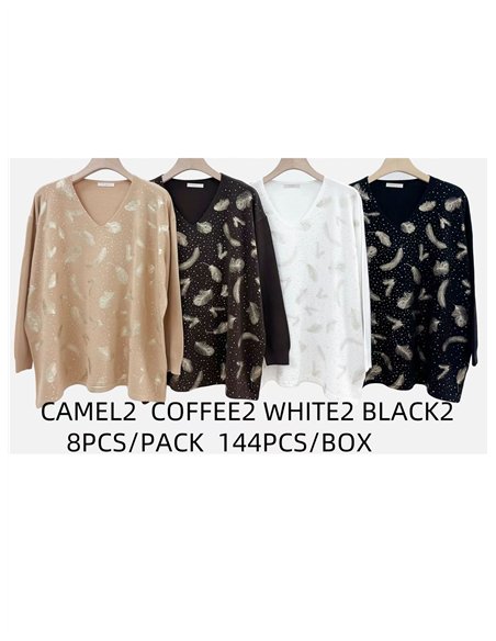 Jersey estampado plumas talla grande