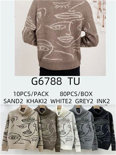 Jersey cuello vuelto rostro abstracto 2