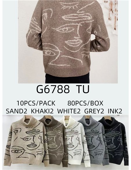 Jersey cuello vuelto rostro abstracto