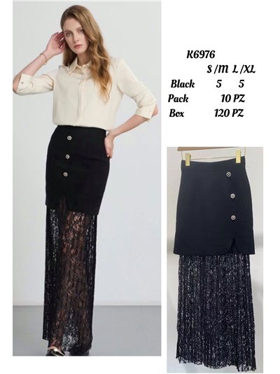 Falda larga con encaje 2