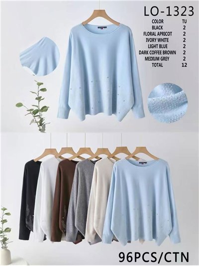 Jersey cuello redondo abalorios 2