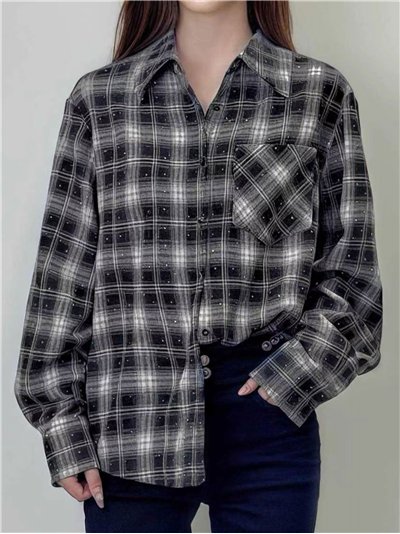 Camisa cuadros strass