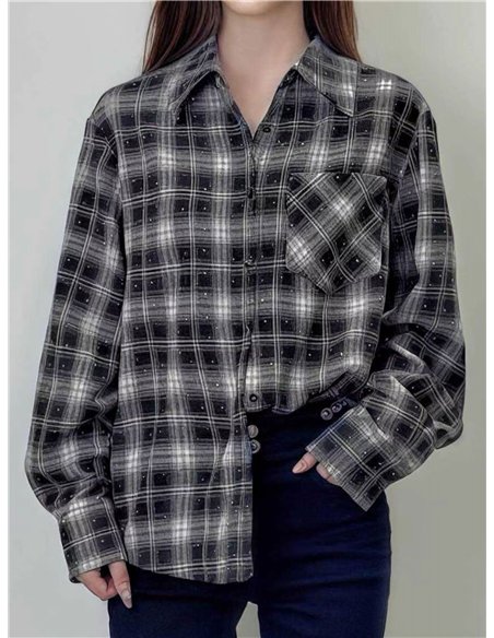Camisa cuadros strass