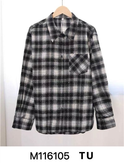 Camisa cuadros strass 2