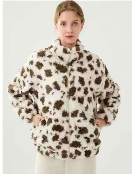 Chaqueta efecto pelo animal print