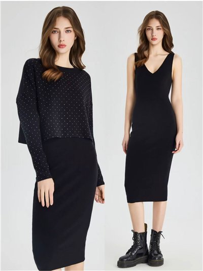 Conjunto Jersey strass + Vestido