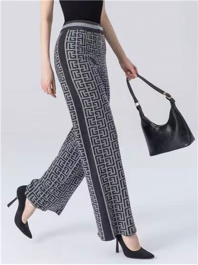 Pantalón punto estampado geométrico
