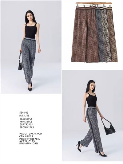 Pantalón punto estampado geométrico 2