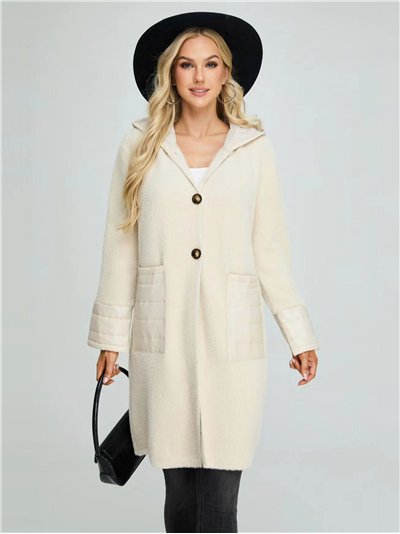 Chaqueta larga con bolsillos combinados