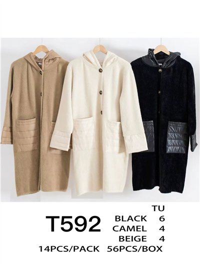 Chaqueta larga con bolsillos combinados 2