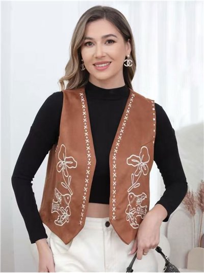 Chaleco bordado efecto ante