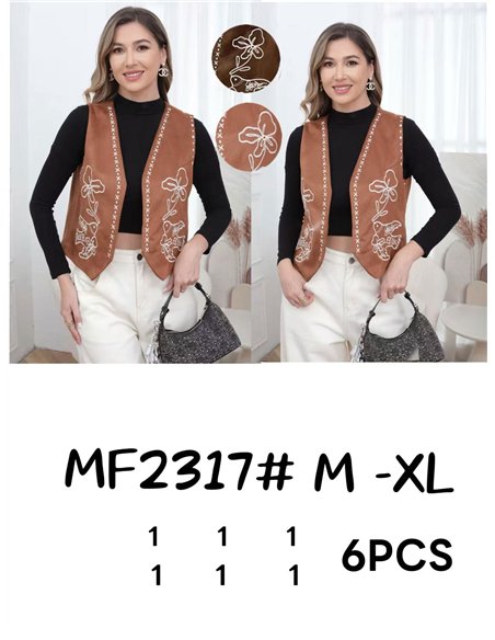 Chaleco bordado efecto ante