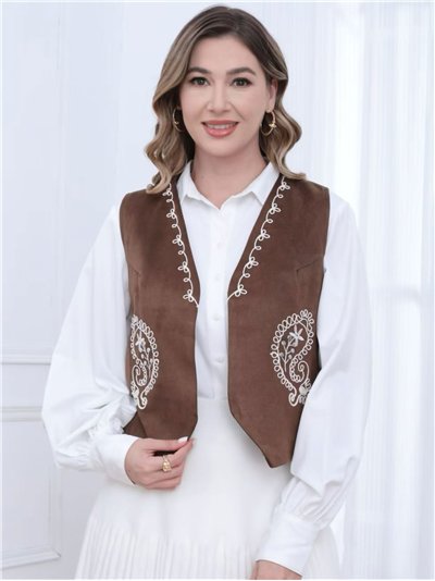 Chaleco bordado efecto ante