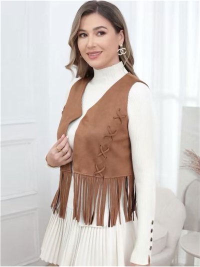 Chaleco efecto ante flecos