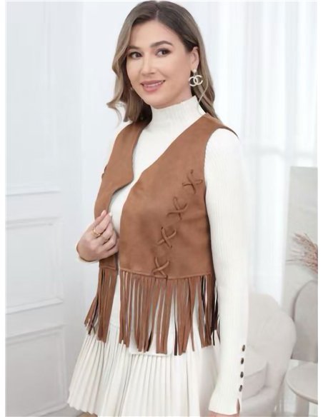 Chaleco efecto ante flecos